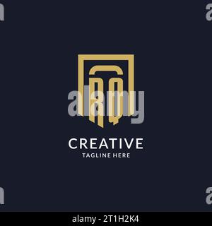 RQ logo initial with geometric shield shape design style vector graphic Stock Vector