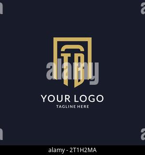 TB logo initial with geometric shield shape design style vector graphic Stock Vector