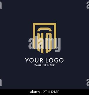 MO logo initial with geometric shield shape design style vector graphic Stock Vector