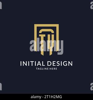 TY logo initial with geometric shield shape design style vector graphic Stock Vector