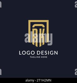 RK logo initial with geometric shield shape design style vector graphic Stock Vector