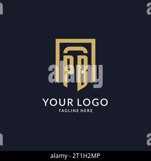 PB logo initial with geometric shield shape design style vector graphic Stock Vector