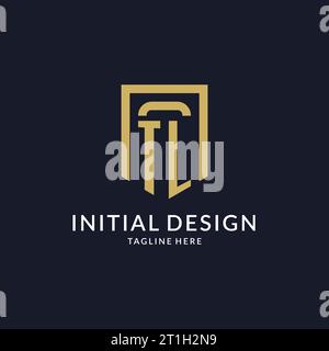 TL logo initial with geometric shield shape design style vector graphic Stock Vector