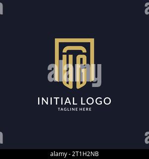 UG logo initial with geometric shield shape design style vector graphic Stock Vector