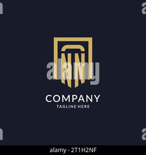 NN logo initial with geometric shield shape design style vector graphic Stock Vector
