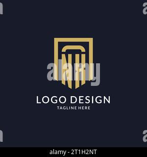 NX logo initial with geometric shield shape design style vector graphic Stock Vector