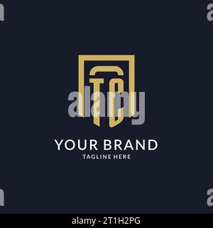 TC logo initial with geometric shield shape design style vector graphic Stock Vector