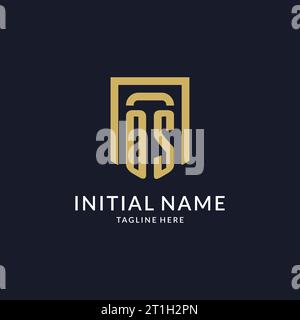 OS logo initial with geometric shield shape design style vector graphic Stock Vector