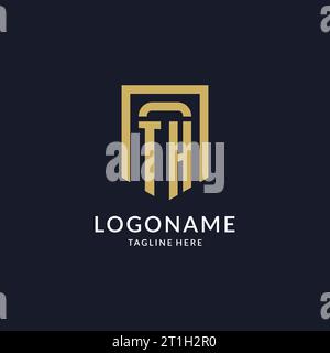 TH logo initial with geometric shield shape design style vector graphic Stock Vector