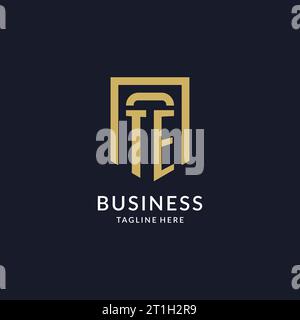 TE logo initial with geometric shield shape design style vector graphic Stock Vector