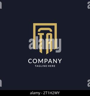 TA logo initial with geometric shield shape design style vector graphic Stock Vector