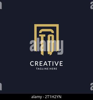 TQ logo initial with geometric shield shape design style vector graphic Stock Vector