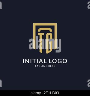 TG logo initial with geometric shield shape design style vector graphic Stock Vector