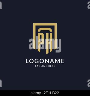 PH logo initial with geometric shield shape design style vector graphic Stock Vector