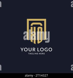 XO logo initial with geometric shield shape design style vector graphic Stock Vector