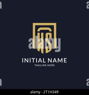 WS logo initial with geometric shield shape design style vector graphic Stock Vector
