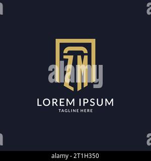 ZM logo initial with geometric shield shape design style vector graphic Stock Vector
