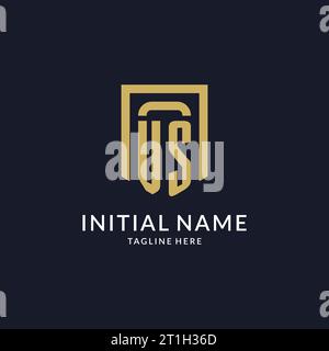 VS logo initial with geometric shield shape design style vector graphic Stock Vector