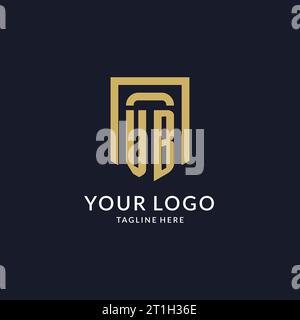VB logo initial with geometric shield shape design style vector graphic Stock Vector