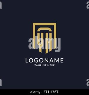 YH logo initial with geometric shield shape design style vector graphic Stock Vector