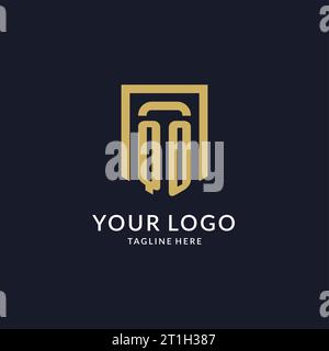 QO logo initial with geometric shield shape design style vector graphic Stock Vector