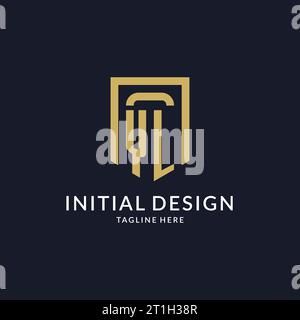 YL logo initial with shield shape design style vector graphic Stock ...