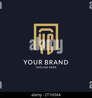 YC logo initial with geometric shield shape design style vector graphic Stock Vector