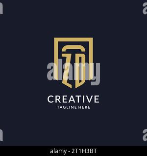 ZD logo initial with geometric shield shape design style vector graphic Stock Vector