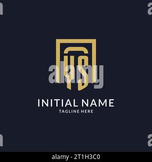 YS logo initial with geometric shield shape design style vector graphic Stock Vector