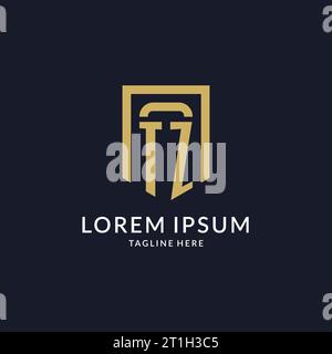 TZ logo initial with geometric shield shape design style vector graphic Stock Vector