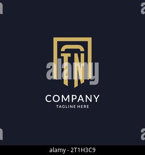 TN logo initial with geometric shield shape design style vector graphic Stock Vector