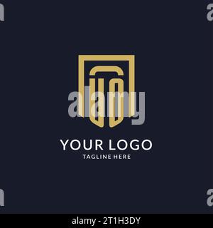 UO logo initial with geometric shield shape design style vector graphic Stock Vector