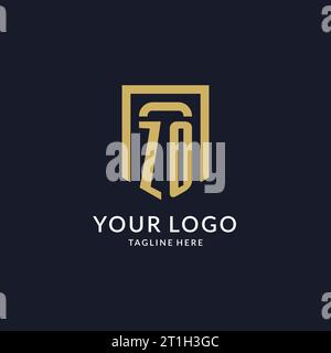 ZO logo initial with shield shape design style vector graphic Stock ...