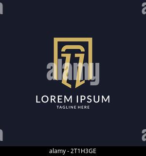 ZZ logo initial with geometric shield shape design style vector graphic Stock Vector