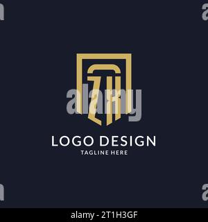 ZX logo initial with geometric shield shape design style vector graphic Stock Vector