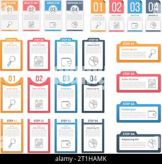 Set of infographic templates with numbers and text, can be used as steps, options, process, workflow, vector eps10 illustration Stock Vector