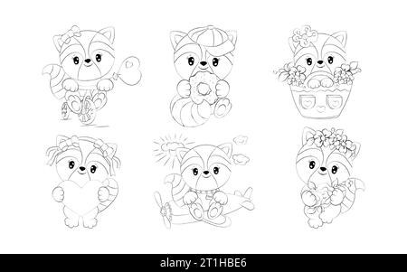 Baby Racoon Isolated Coloring Page for Kids Stock Vector Image & Art ...