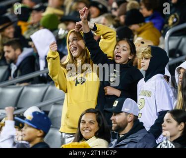 Boulder, CO, USA. 13th Oct, 2023. A couple of Colorado fans dance during a timeout in the first half of the football game between Colorado and Stanford in Boulder, CO. Derek Regensburger/CSM/Alamy Live News Stock Photo