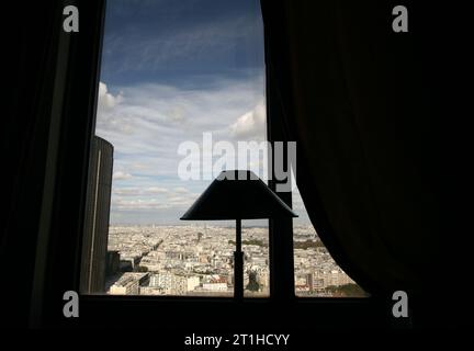 aeral view of paris from the Montparnasse area, lamp in foreground Stock Photo