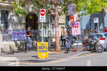 Sydney, Australia. 14 Oct 2023. Australians vote in the 2023 'Voice To Parliament' referendum in Redfern, a Sydney suburb with a large indigenous population. Pictured: the polling station at Redfern Town Hall at 73 Pitt Street. Credit: Robert Wallace / Wallace Media Network / Alamy Live News Stock Photo