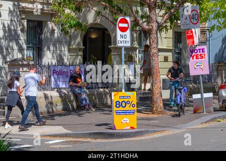 Sydney, Australia. 14 Oct 2023. Australians vote in the 2023 'Voice To Parliament' referendum in Redfern, a Sydney suburb with a large indigenous population. Pictured: the polling station at Redfern Town Hall at 73 Pitt Street. Credit: Robert Wallace / Wallace Media Network / Alamy Live News Stock Photo