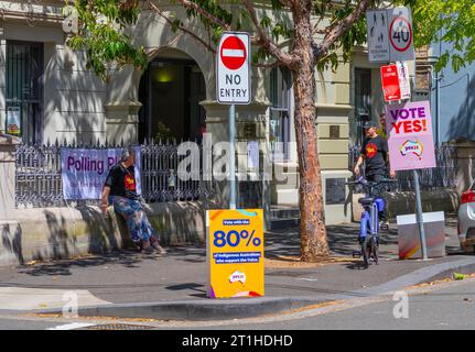 Sydney, Australia. 14 Oct 2023. Australians vote in the 2023 'Voice To Parliament' referendum in Redfern, a Sydney suburb with a large indigenous population. Pictured: the polling station at Redfern Town Hall at 73 Pitt Street. Credit: Robert Wallace / Wallace Media Network / Alamy Live News Stock Photo