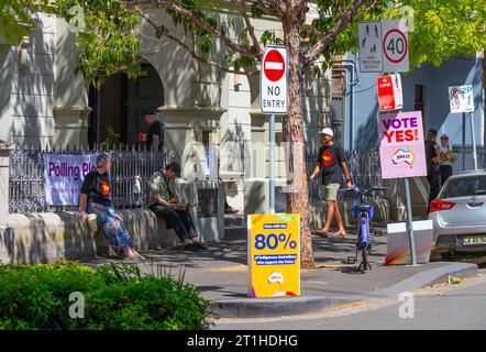 Sydney, Australia. 14 Oct 2023. Australians vote in the 2023 'Voice To Parliament' referendum in Redfern, a Sydney suburb with a large indigenous population. Pictured: the polling station at Redfern Town Hall at 73 Pitt Street. Credit: Robert Wallace / Wallace Media Network / Alamy Live News Stock Photo