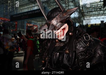 New York, United States. 13th Oct, 2023. A cosplayer dressed as ''The Batman Who Laughs'' attends New York Comic Con 2023 at the Jacob Javits Center on October 13, 2023 in New York City. (Photo: Gordon Donovan) (Photo by Gordon Donovan/NurPhoto) Credit: NurPhoto SRL/Alamy Live News Stock Photo
