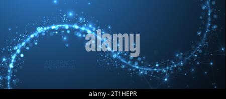 Abstract vector background, scientific direction, with glowing circles and chaotic spots on it. Stock Vector