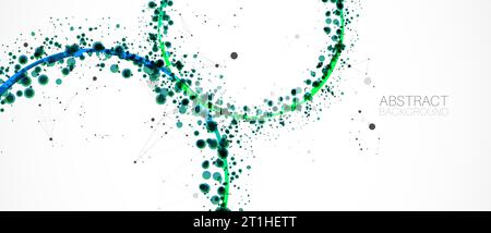 Abstract vector background, scientific direction, with green circles and chaotic spots on it. Stock Vector