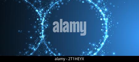 Abstract vector background, scientific direction, with glowing circles and chaotic spots on it. Stock Vector
