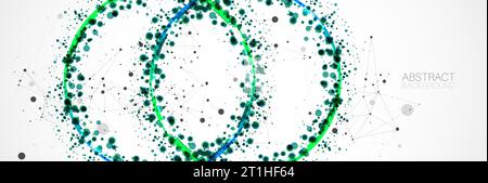Abstract vector background, scientific direction, with green circles and chaotic spots on it. Stock Vector