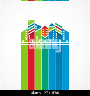 Abstract colorful city building skyline vector background. Stock Vector