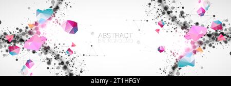 Template for science and technology presentation with connecting dots and lines.  Plexus style background. Stock Vector